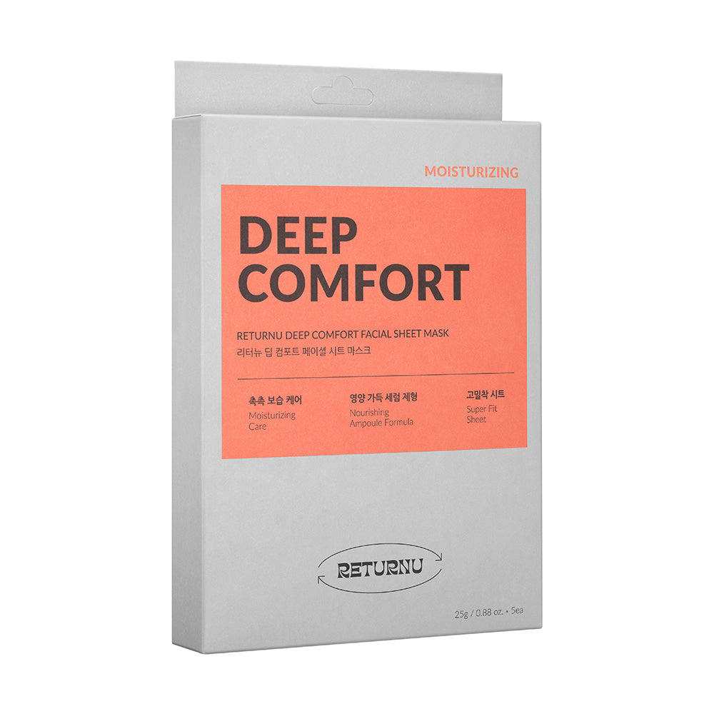 RETURNU Deep Comfort Facial Sheet Mask 25g*5ea (1 box)