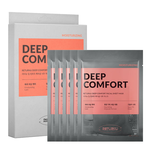 RETURNU Deep Comfort Facial Sheet Mask 25g*5ea (1 box)